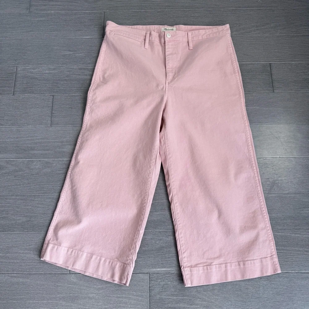 Madewell Emmett Wide Leg Crop Pants Pink Oyster Plus Size 34 High Rise Preppy - Picture 3 of 16